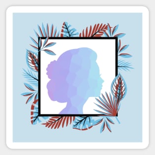 PRETTY Woman Portrait Blue Sticker